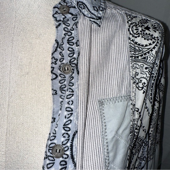 Free People All Patched Up Chambray Button Down - Picture 4 of 11